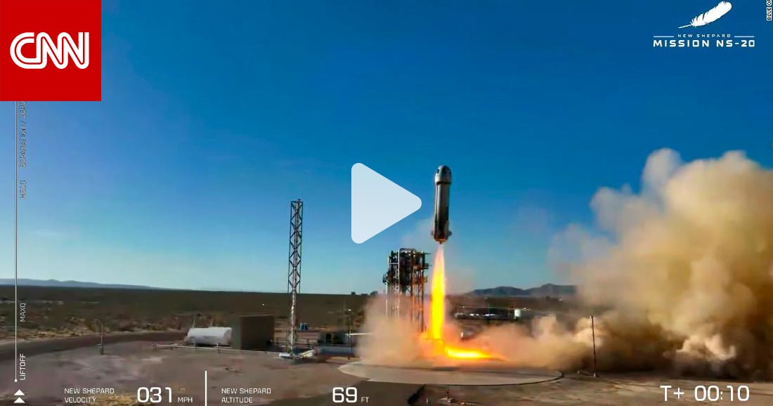 لحظة إطلاق صاروخ “بلو أوريغين” إلى الفضاء في رحلة تجارية لـ6 ركاب