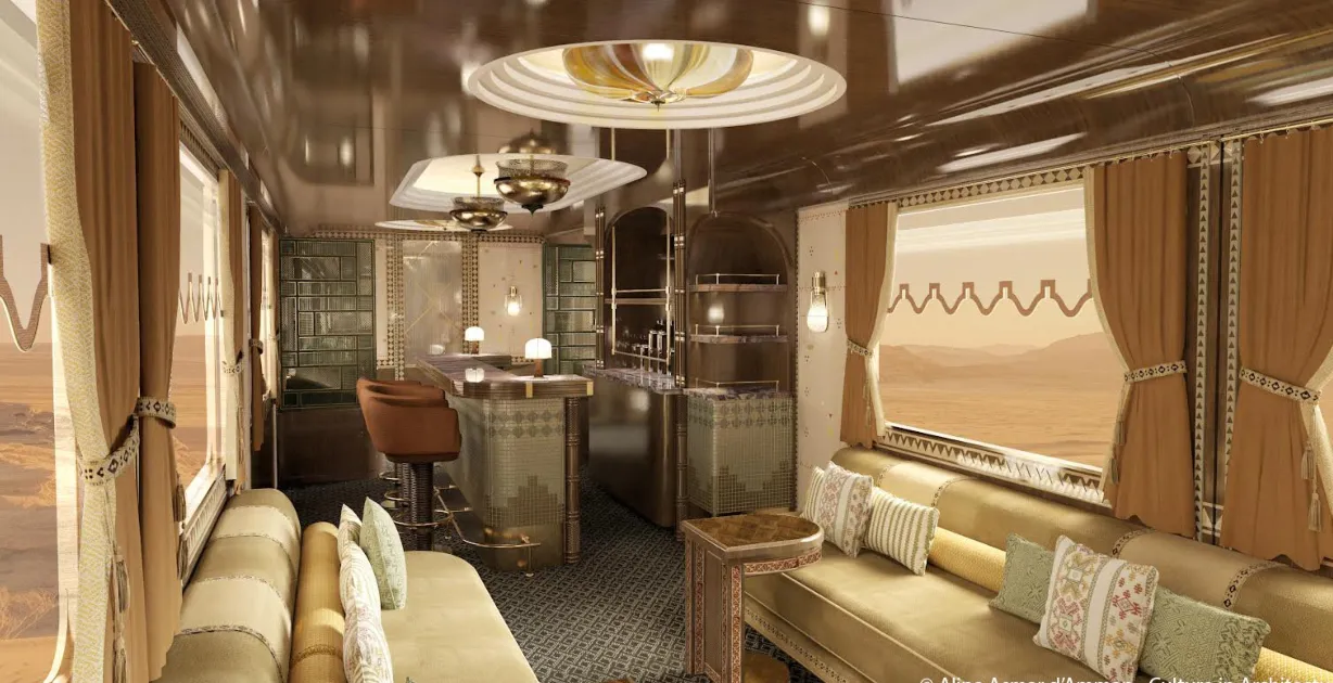 قطار حلم الصحراء الأفخم بالشرق الأوسط: تصميم مستوحي من المجالس السعودية التقليدية